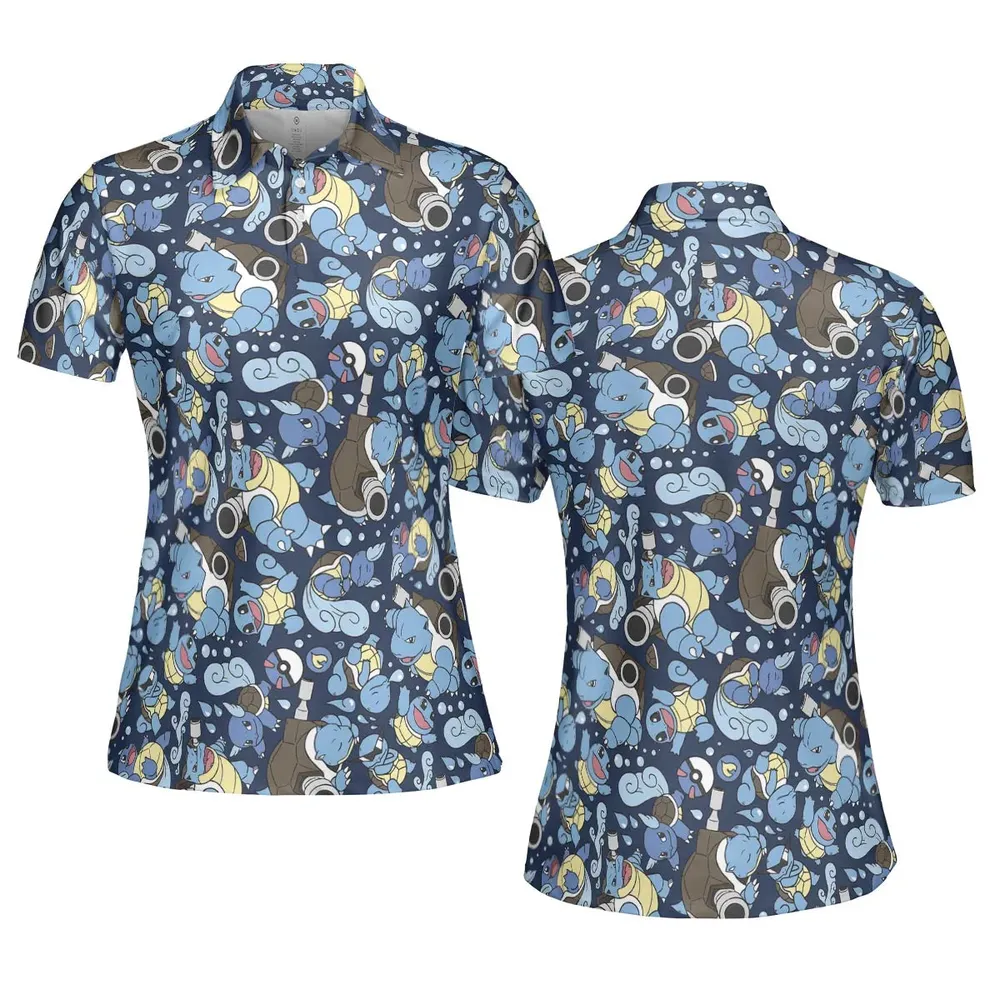 Blastoise Wartortle Squirtle Pokemon Pattern AOP Men/Women Polo Shirt - 5