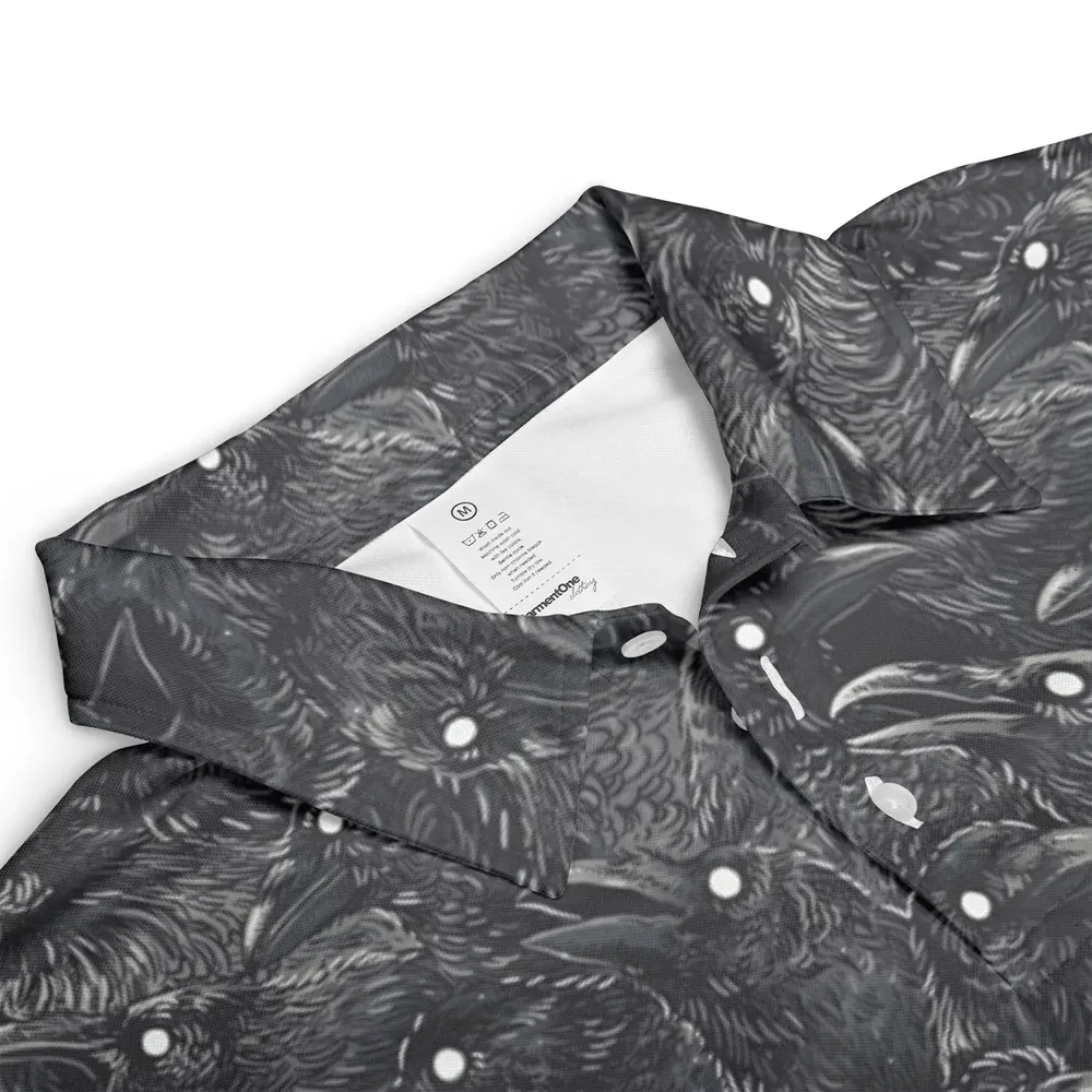 Black Raven Pattern AOP Men/Women Polo Shirt - 3