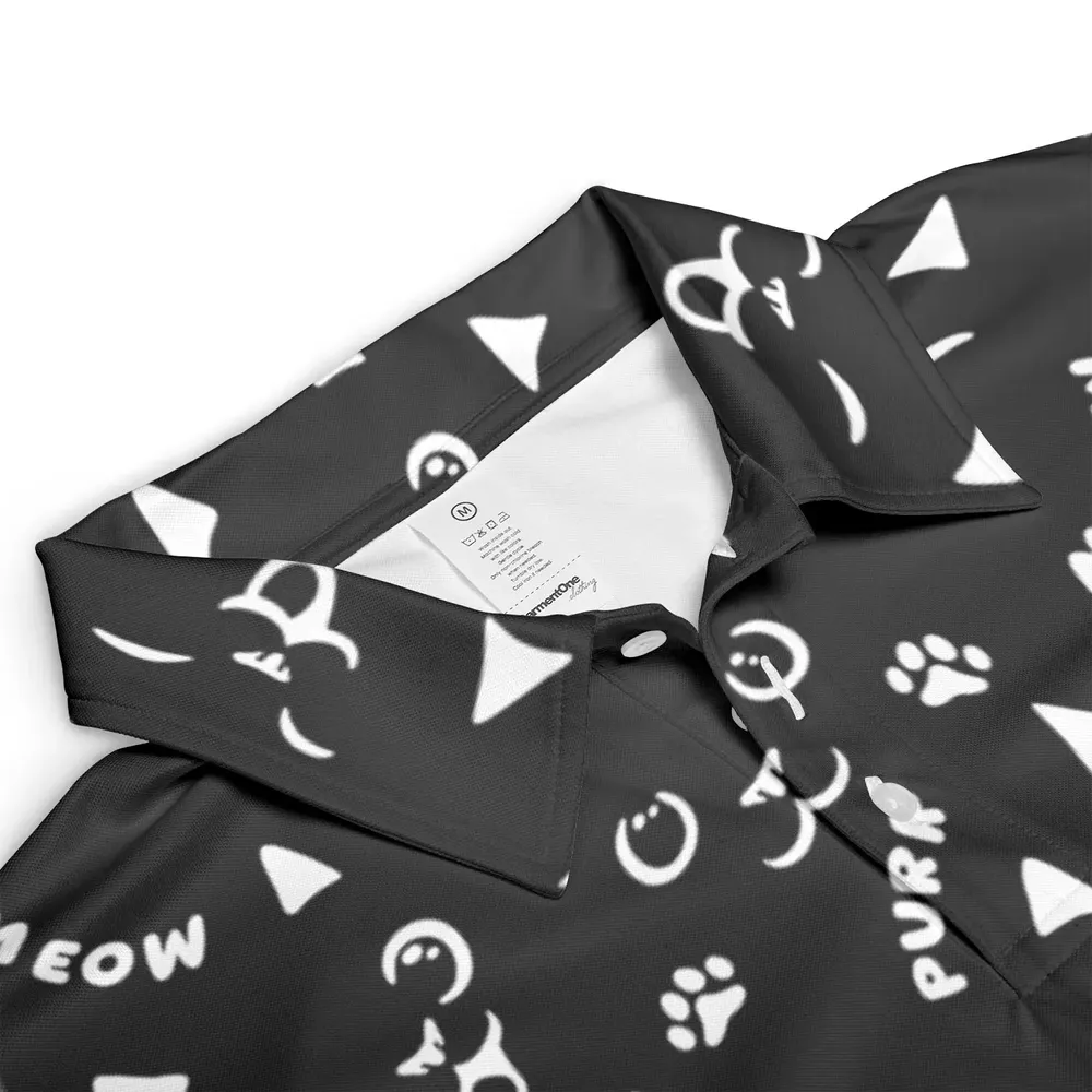 Black Cats Pattern AOP Men/Women Polo Shirt - 3