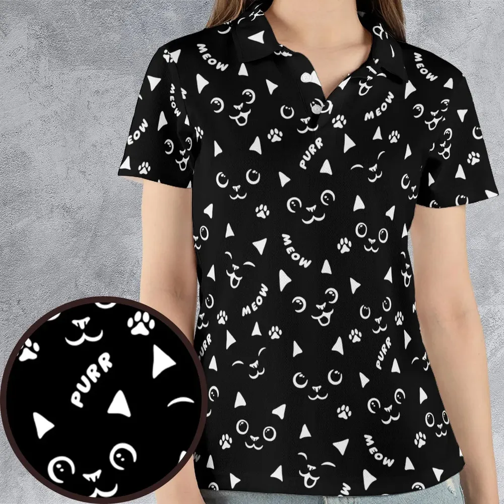 Black Cats Pattern AOP Men/Women Polo Shirt - 4