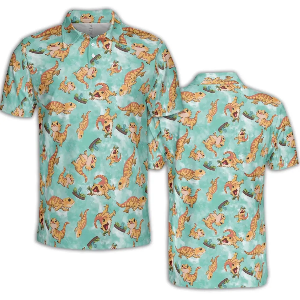 Bearded Dragon Pattern AOP Men/Women Polo Shirt - 2