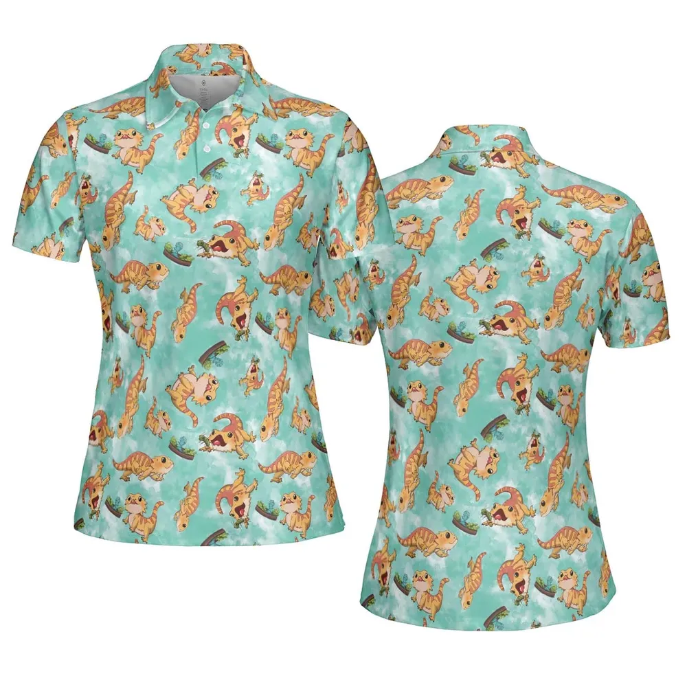 Bearded Dragon Pattern AOP Men/Women Polo Shirt - 5