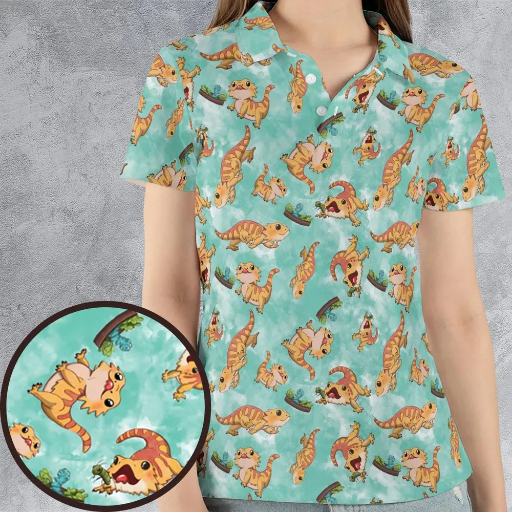 Bearded Dragon Pattern AOP Men/Women Polo Shirt - 4