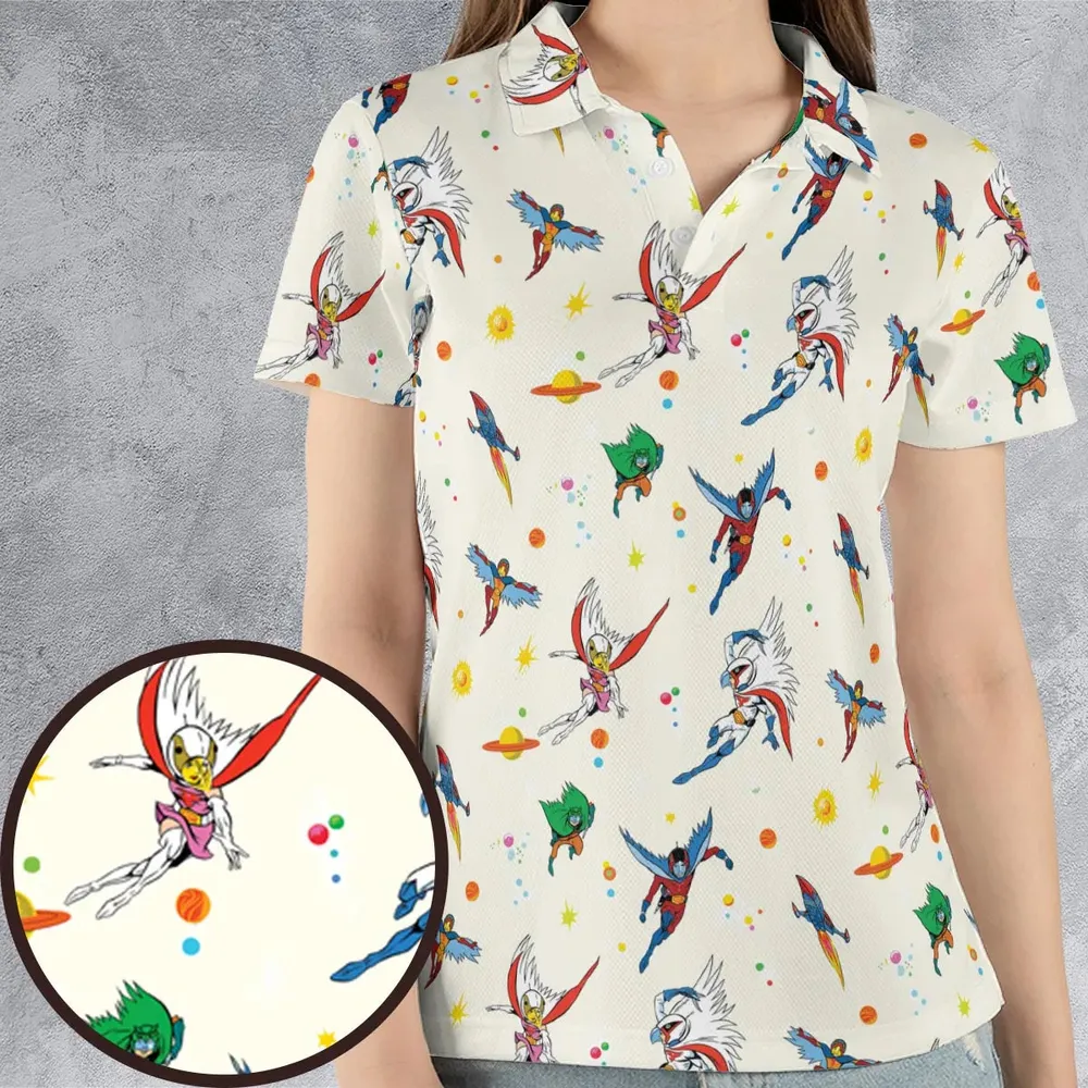 Battle of the Planets Pattern AOP Men/Women Polo Shirt - 4