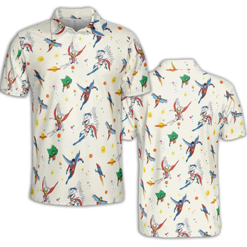 Battle of the Planets Pattern AOP Men/Women Polo Shirt - 2