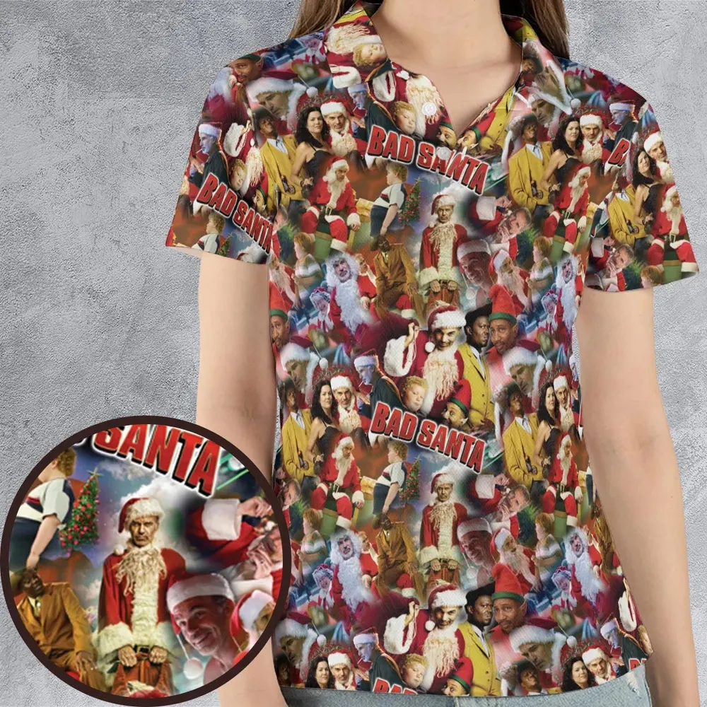 Bad Santa Pattern AOP Men/Women Polo Shirt - 4
