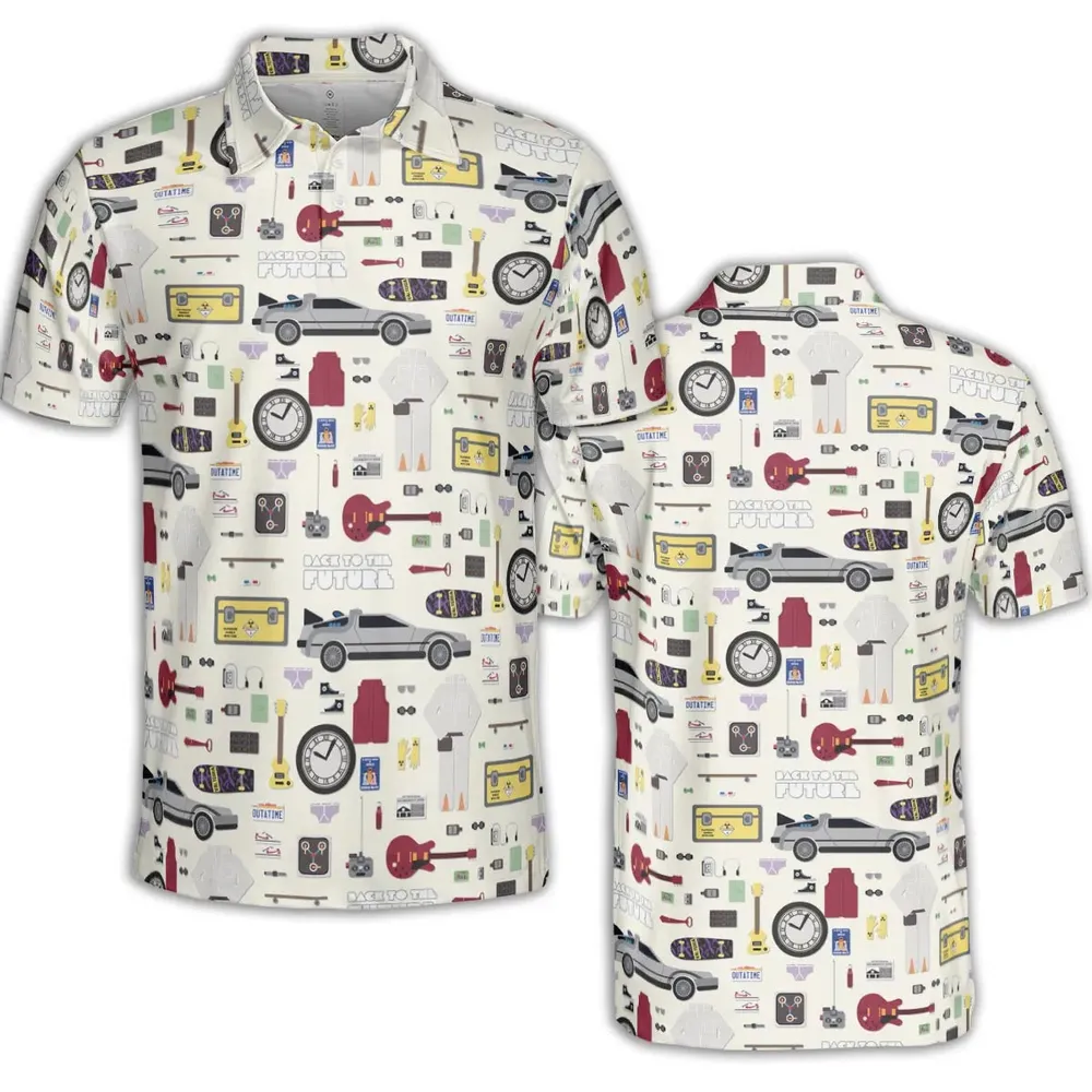 Back to the Future Pattern AOP Men/Women Polo Shirt - 2