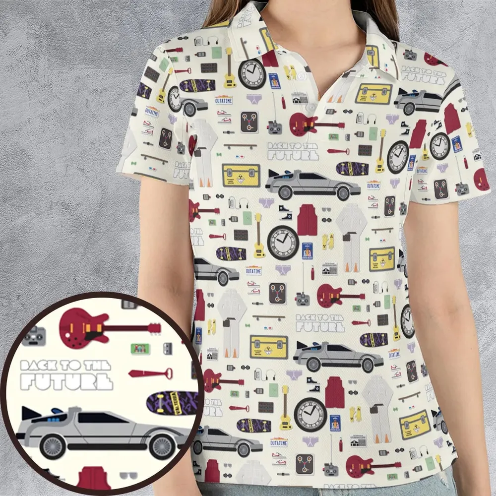 Back to the Future Pattern AOP Men/Women Polo Shirt - 4