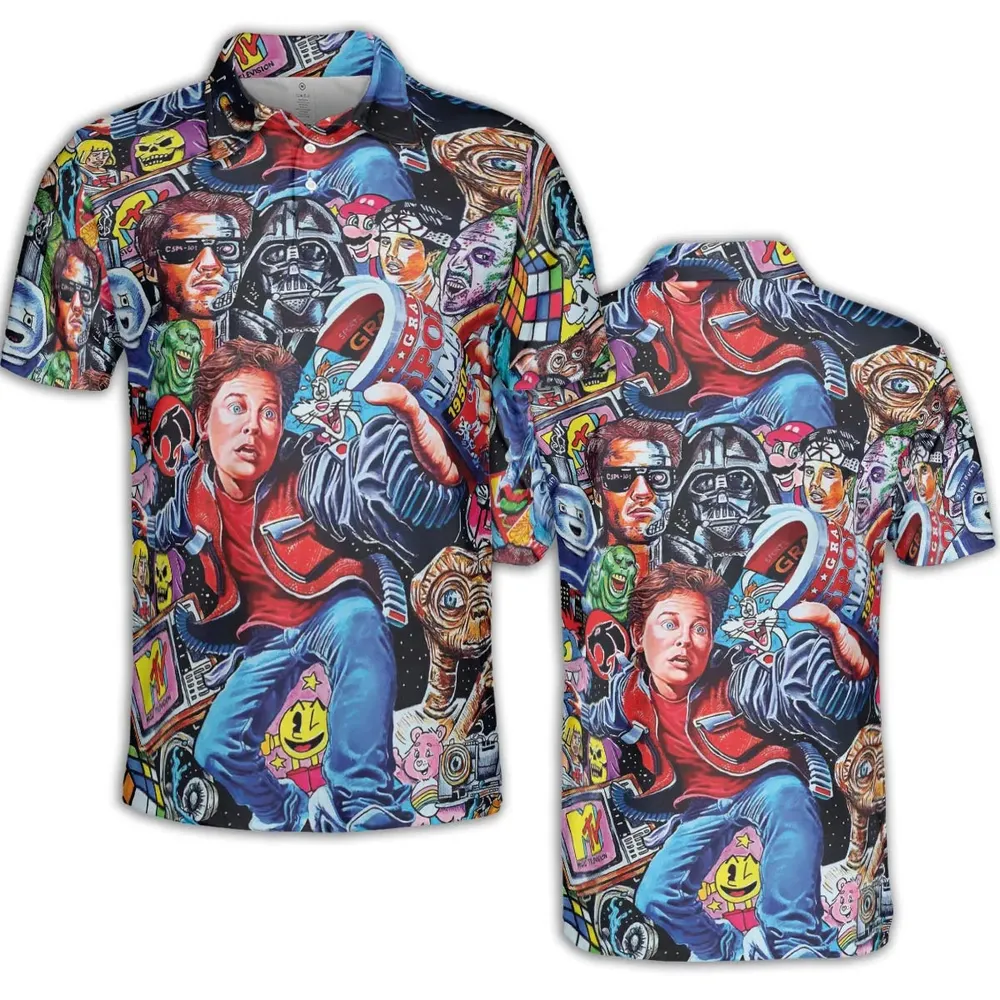 Back To The 80s Pop Culture 80s Movies Characters AOP Men/Women Polo Shirt - 2