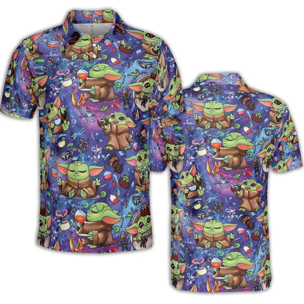Baby Yoda In the Galaxy AOP Men/Women Polo Shirt - 2