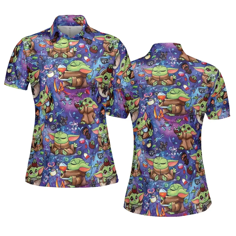 Baby Yoda In the Galaxy AOP Men/Women Polo Shirt - 5