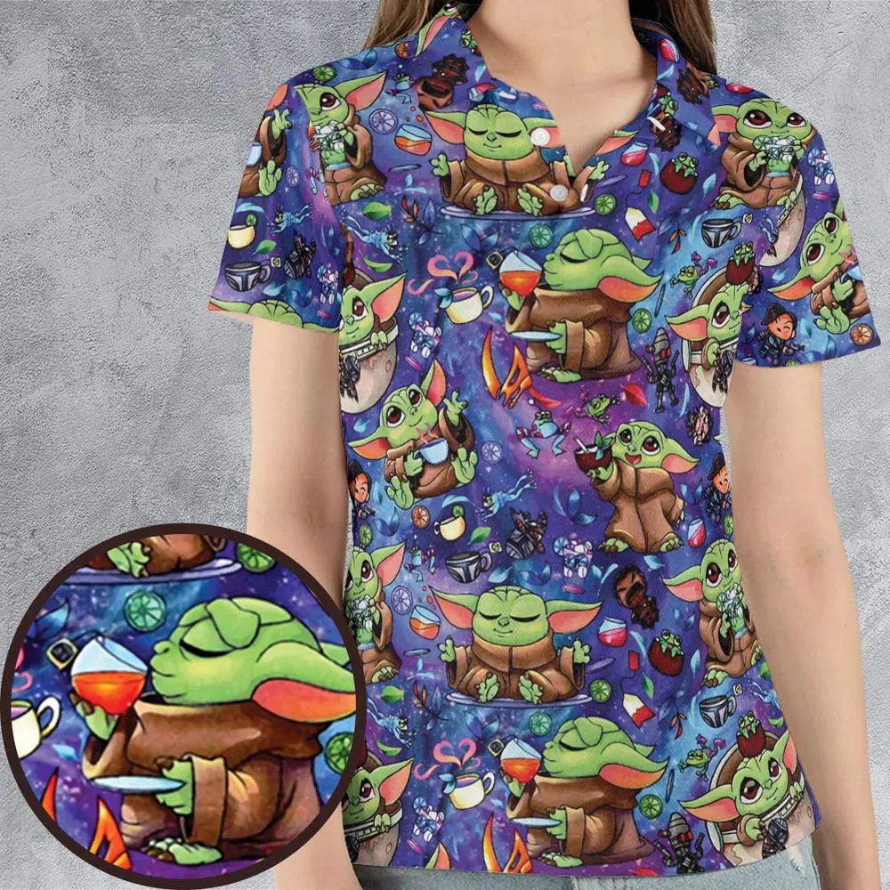 Baby Yoda In the Galaxy AOP Men/Women Polo Shirt - 4