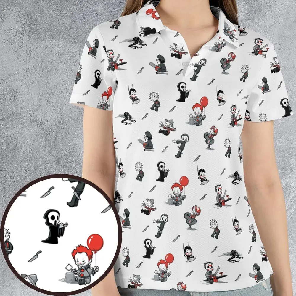 Baby Horror Characters Pattern AOP Men/Women Polo Shirt - 4