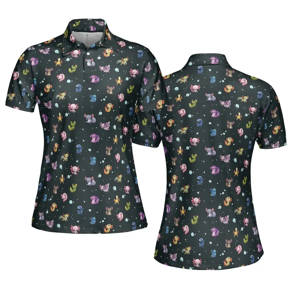 Axolotls Of The World Pattern AOP Men/Women Polo Shirt - 5