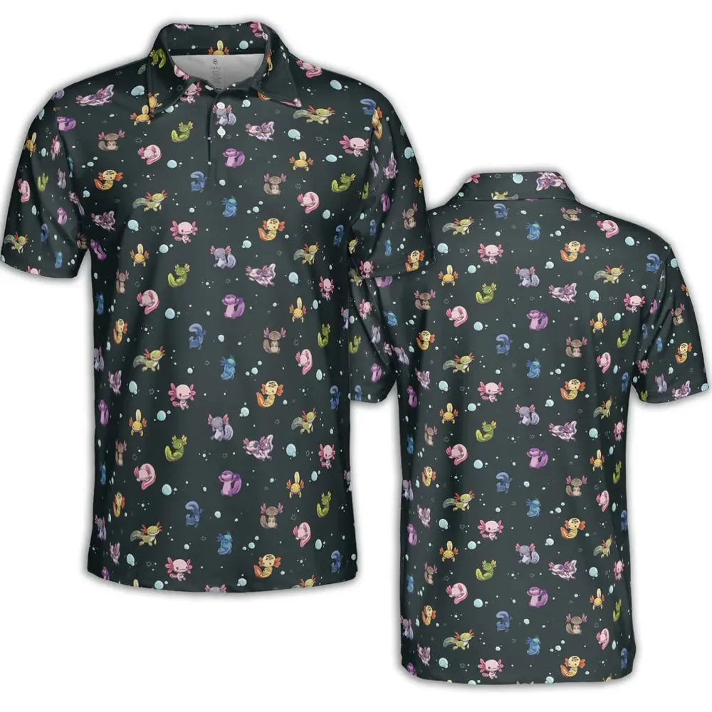 Axolotls Of The World Pattern AOP Men/Women Polo Shirt - 2