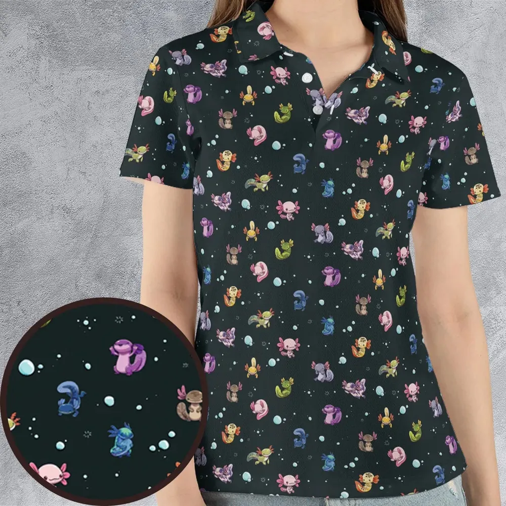 Axolotls Of The World Pattern AOP Men/Women Polo Shirt - 4