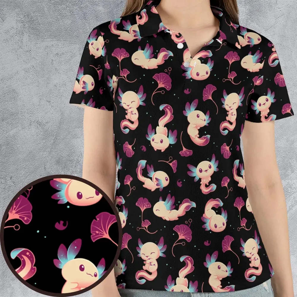 Axolotl Wonders Cute Salamanders Pattern AOP Men/Women Polo Shirt - 4