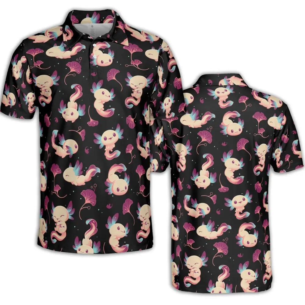 Axolotl Wonders Cute Salamanders Pattern AOP Men/Women Polo Shirt - 2