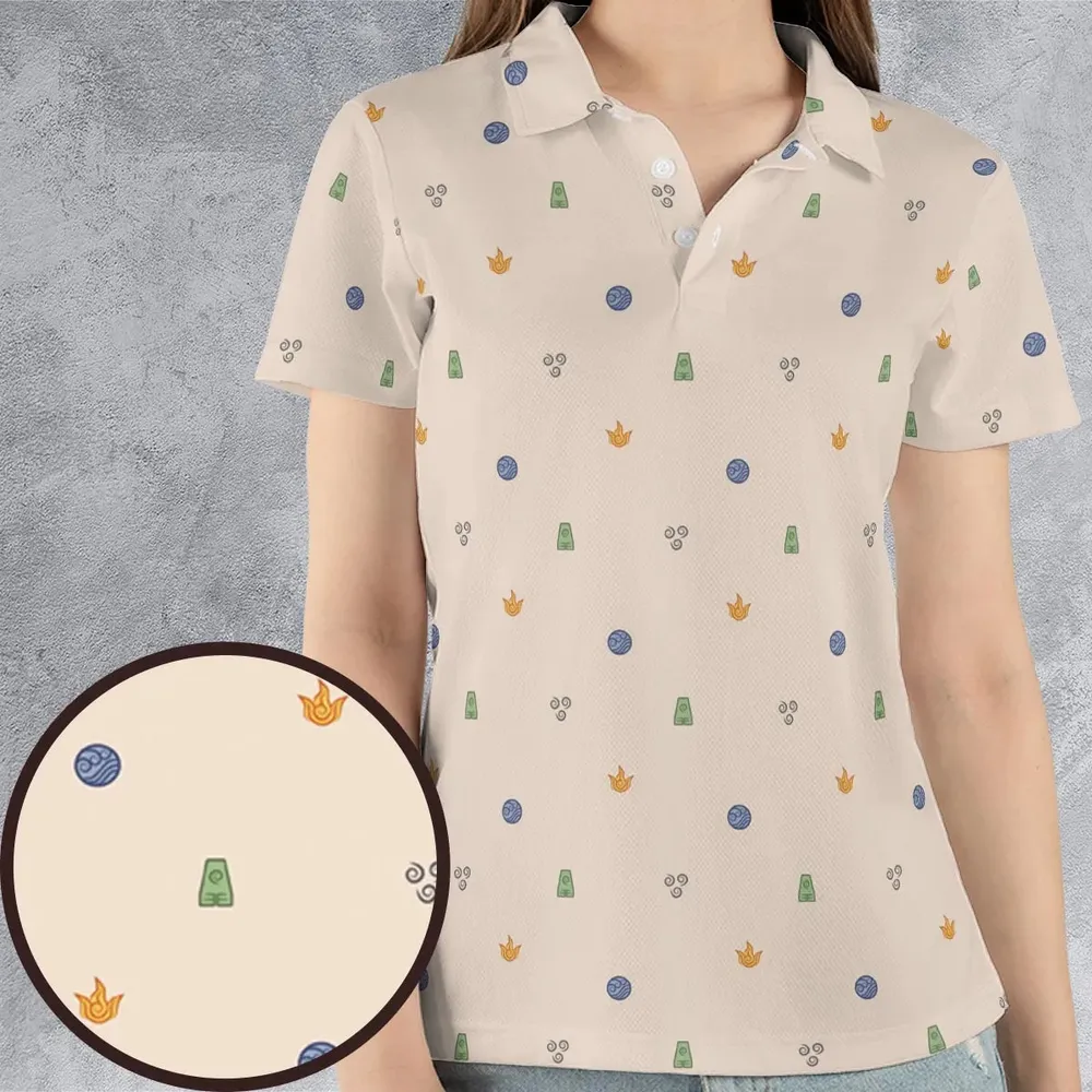 Avatar The Last Airbender Four Elements Pattern AOP Men/Women Polo Shirt - 4