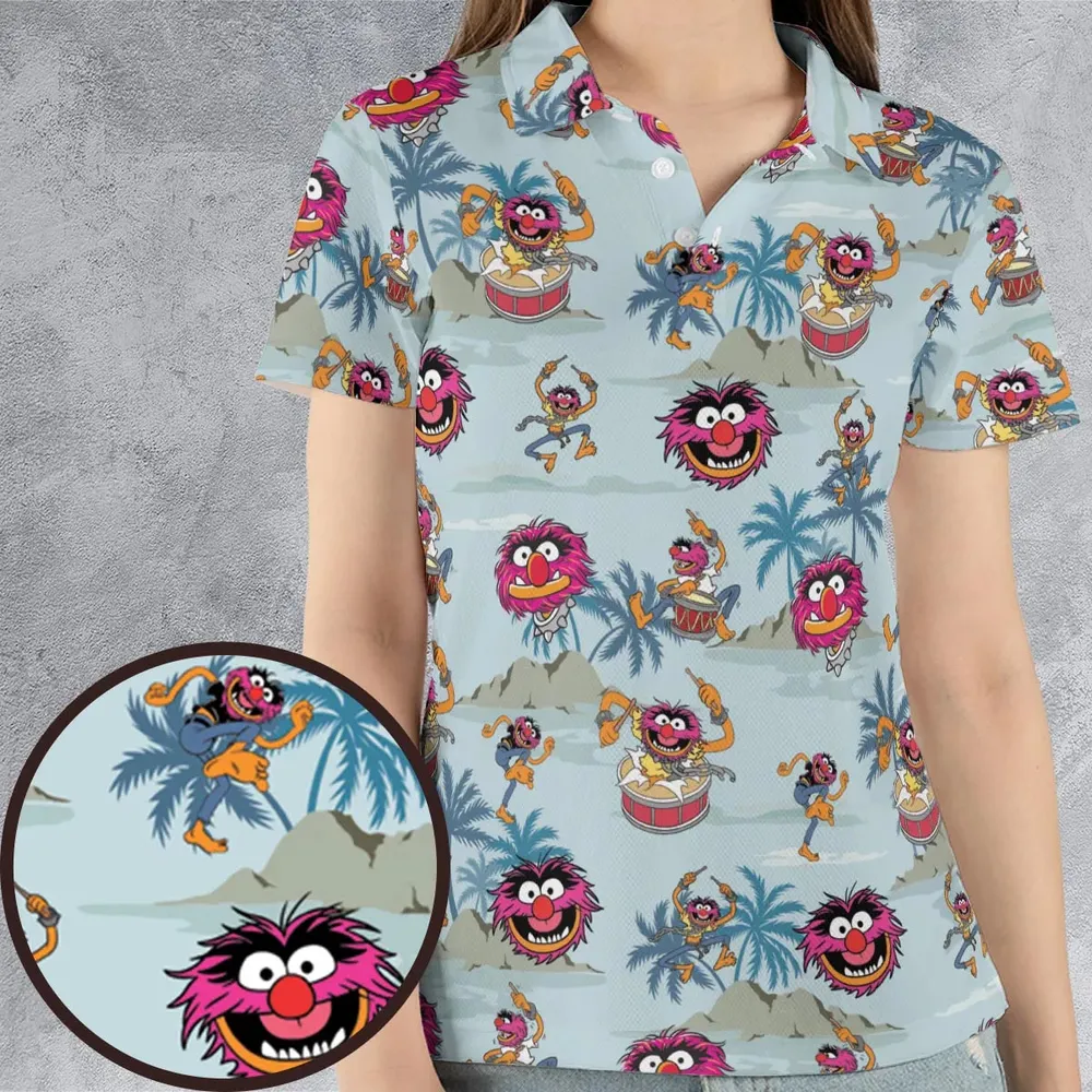 Animal The Muppet Show Drum Tropical AOP Men/Women Polo Shirt - 4