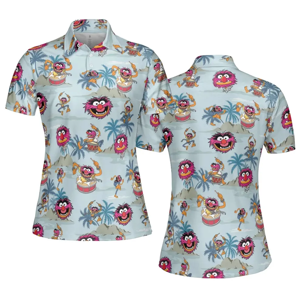 Animal The Muppet Show Drum Tropical AOP Men/Women Polo Shirt - 5