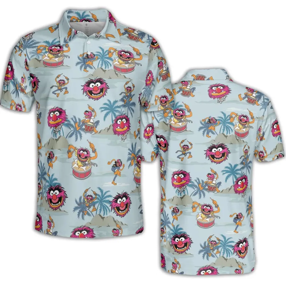 Animal The Muppet Show Drum Tropical AOP Men/Women Polo Shirt - 2