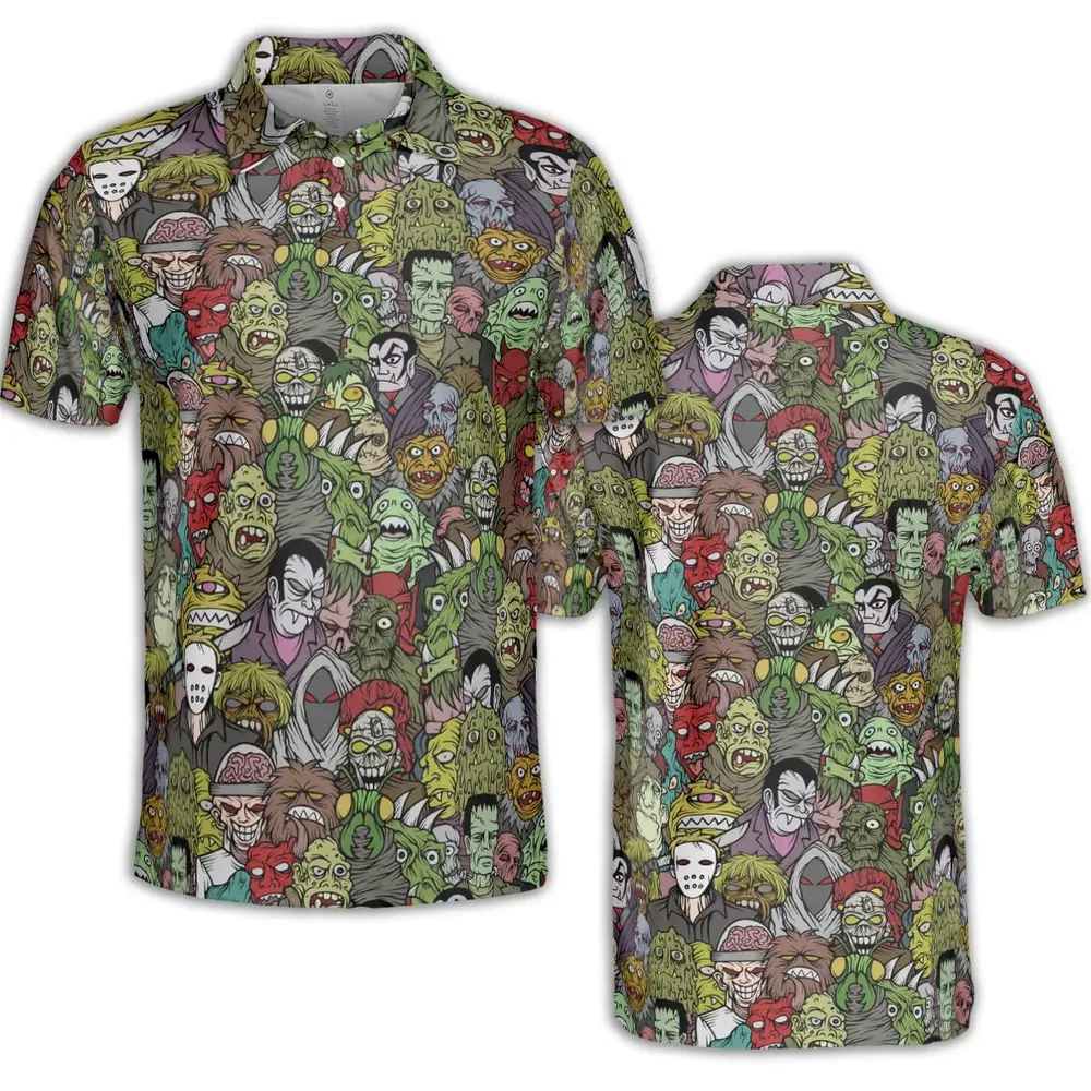 All The Monsters Are Here AOP Men/Women Polo Shirt - 2