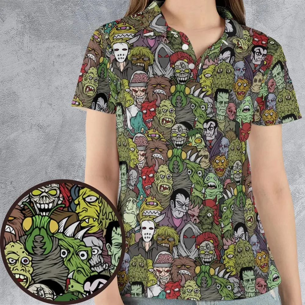 All The Monsters Are Here AOP Men/Women Polo Shirt - 4