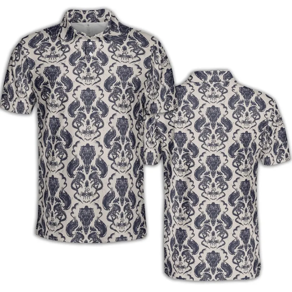 Alien Xenomorph Pattern AOP Men/Women Polo Shirt - 2