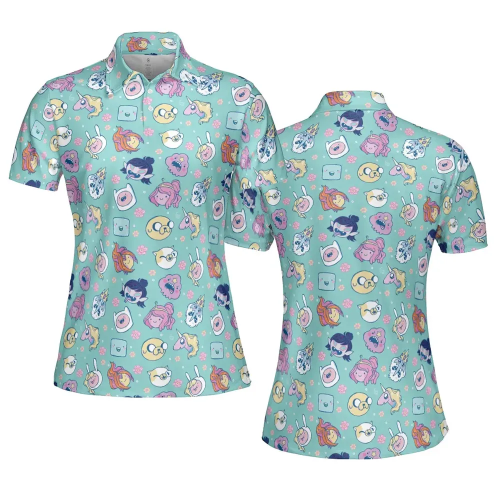 Adventure Time Floral Pattern AOP Men/Women Polo Shirt - 5