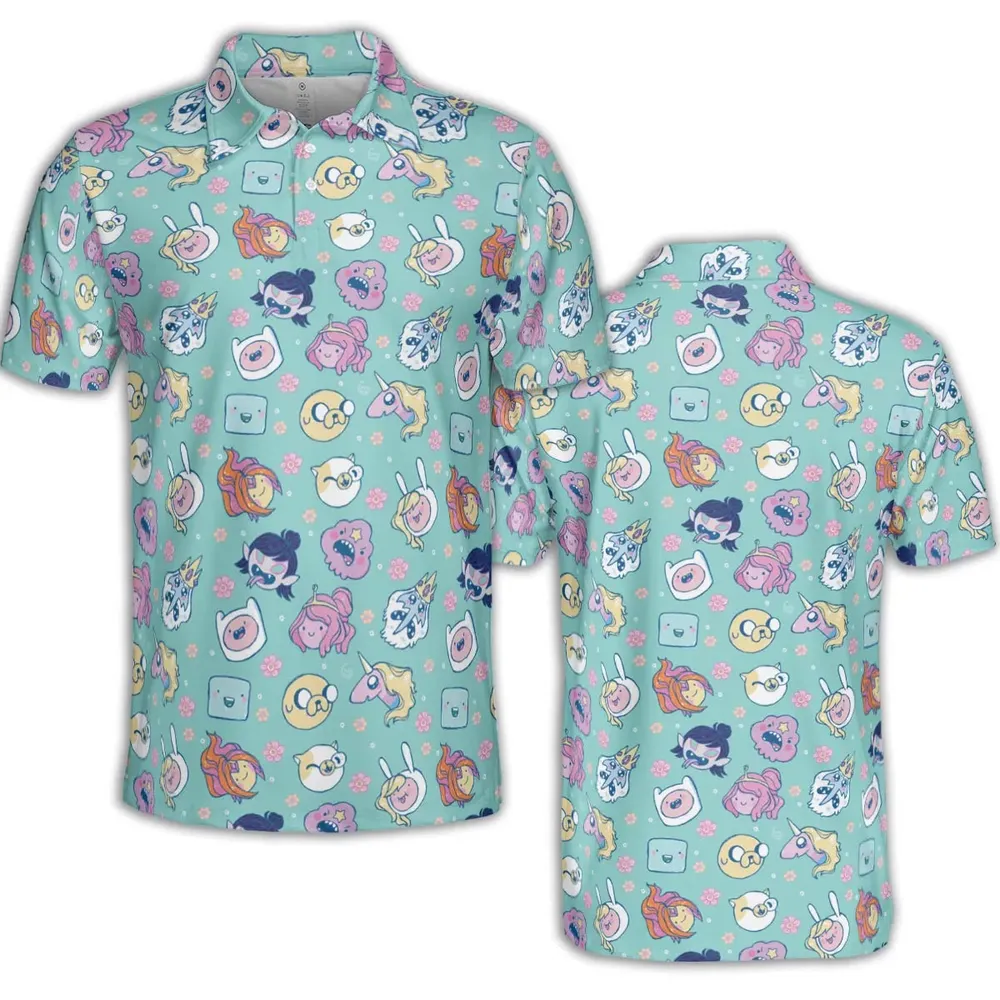 Adventure Time Floral Pattern AOP Men/Women Polo Shirt - 2