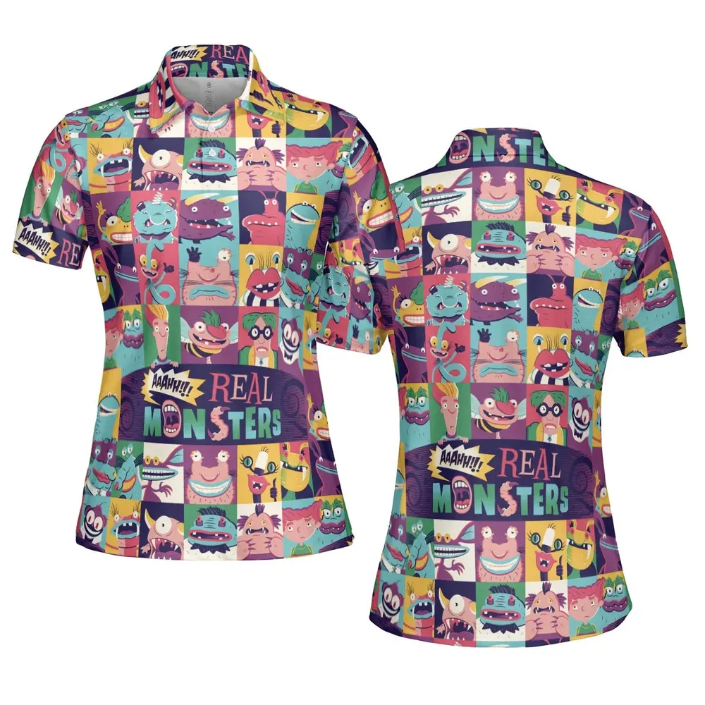 Aaahh!!! Real Monsters Characters Pattern AOP Men/Women Polo Shirt - 5