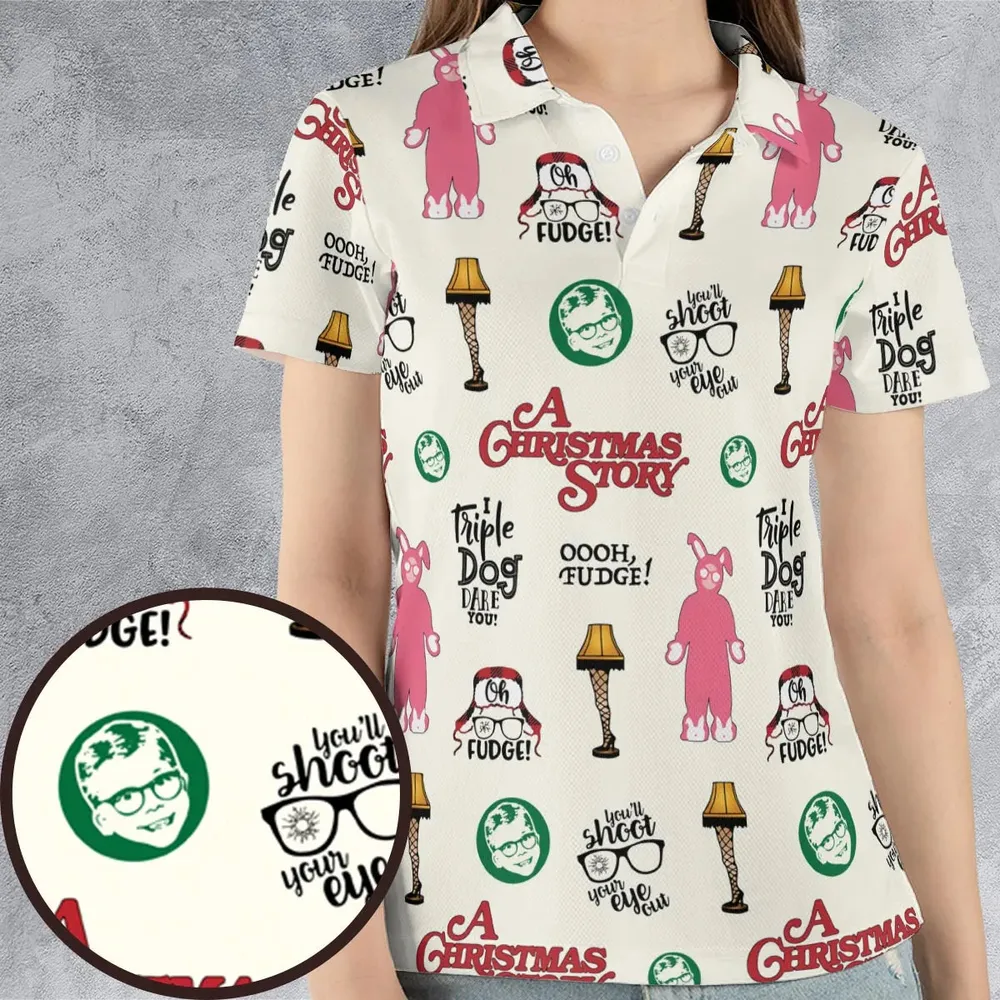 A Christmas Story Pattern AOP Men/Women Polo Shirt - 4