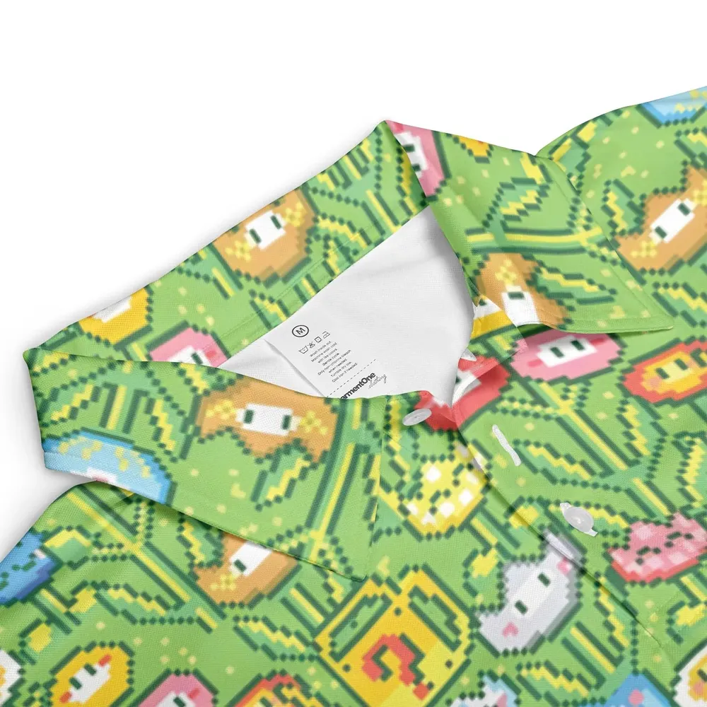 8bit Flower Garden Super Mario Pattern AOP Men/Women Polo Shirt - 3