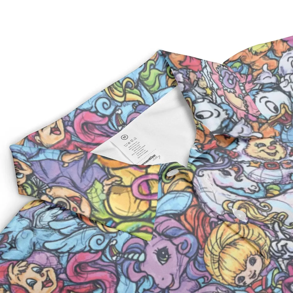 80s Throwback Cartoon Pattern AOP Men/Women Polo Shirt - 3