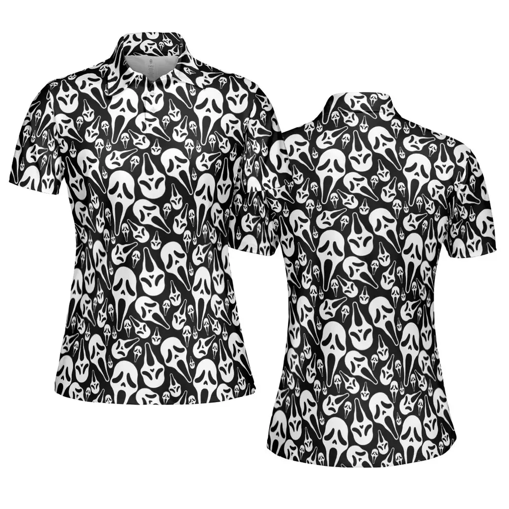 Ghostface Horror Movie Pattern Halloween AOP Men/Women Polo Shirt - 5