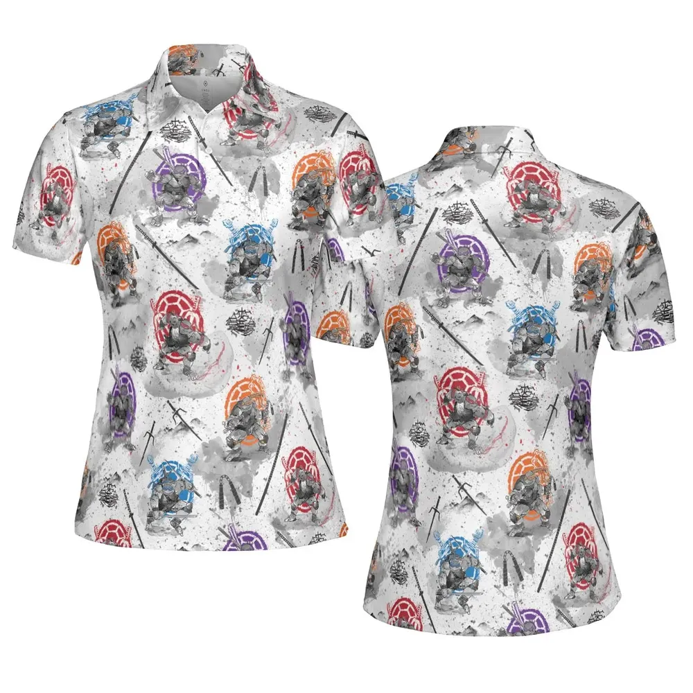 TMNT Characters Sumi-E Pattern AOP Men/Women Polo Shirt - 5