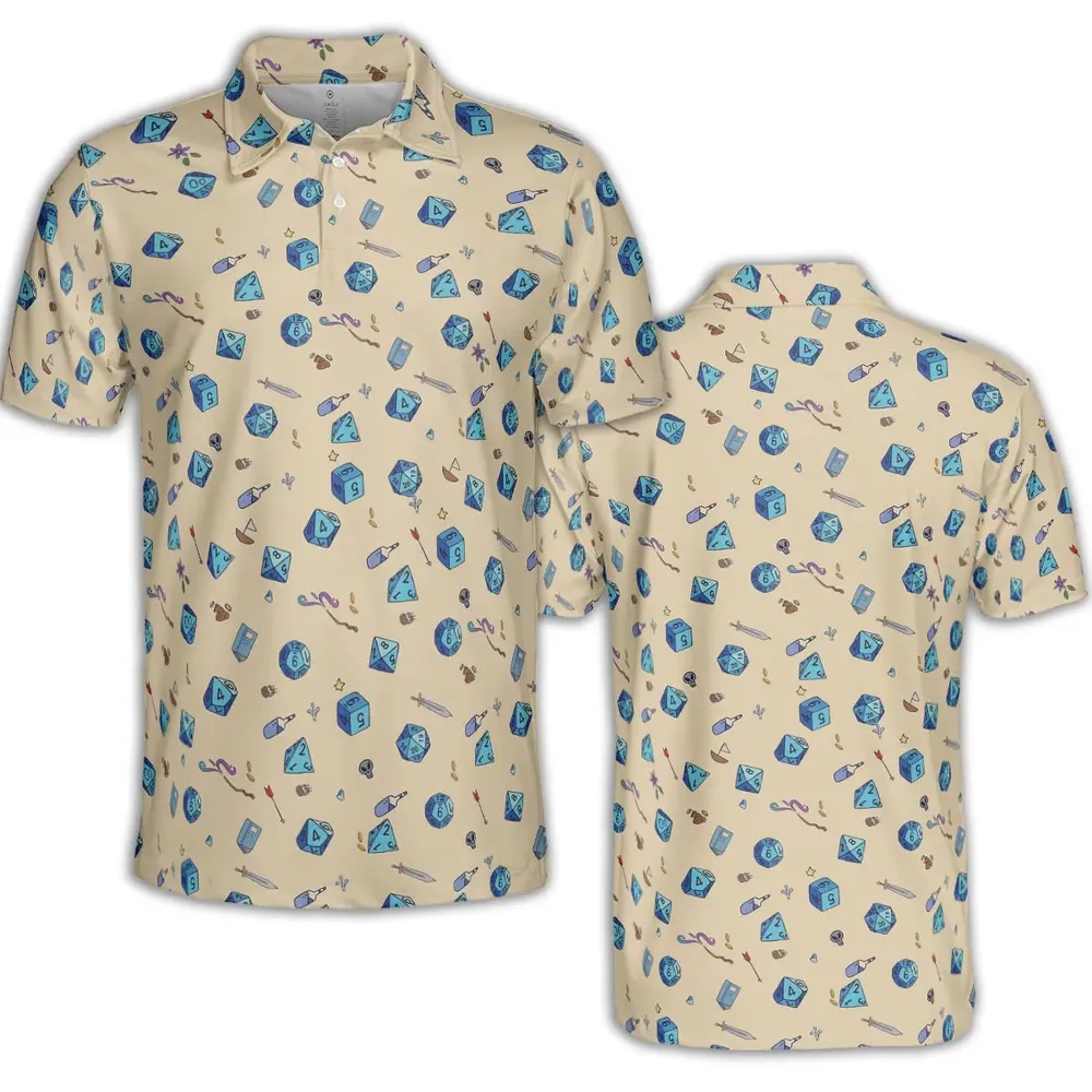 RPG DND Dices Pattern AOP Men/Women Polo Shirt - 2