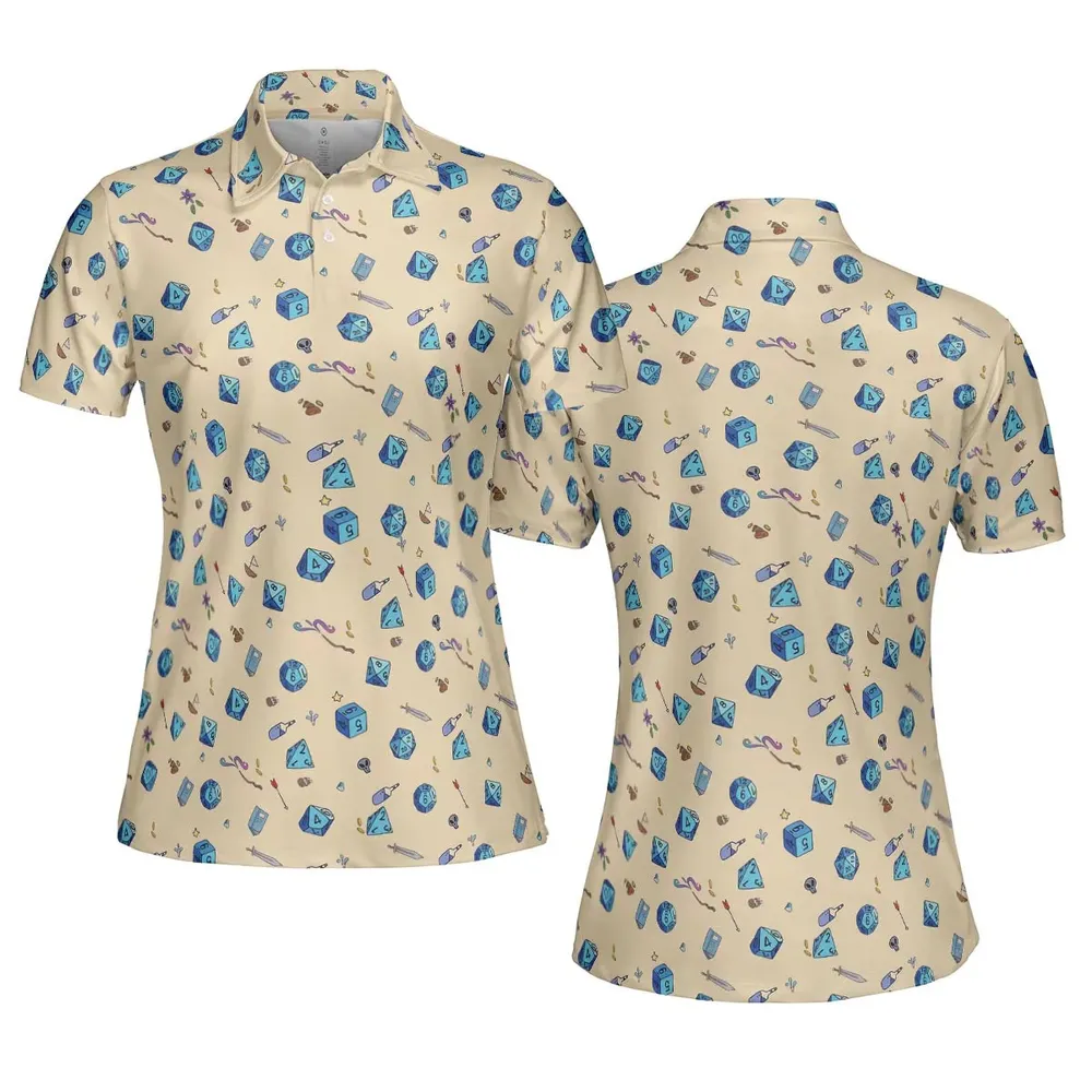 RPG DND Dices Pattern AOP Men/Women Polo Shirt - 5