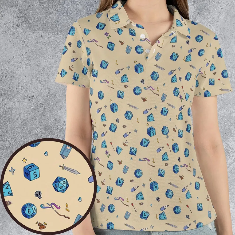 RPG DND Dices Pattern AOP Men/Women Polo Shirt - 4