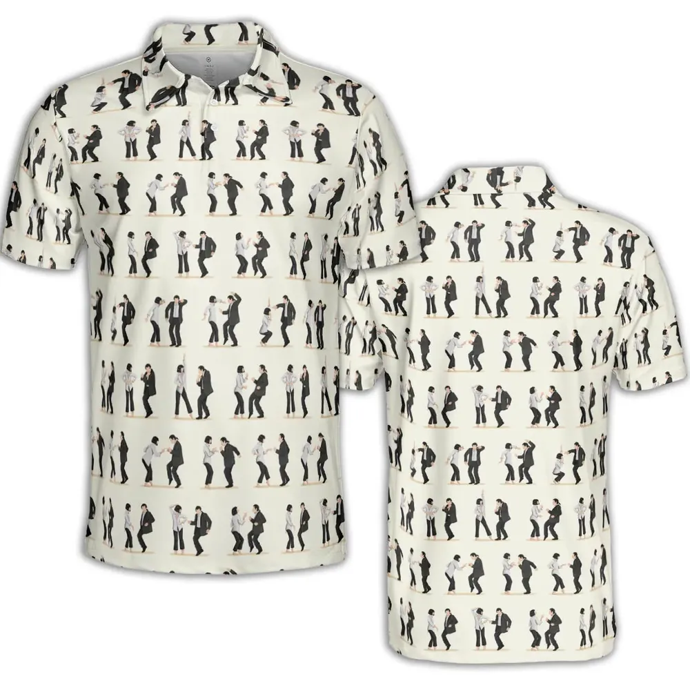 Mia Wallace and Vincent Vega Dance Pulp Fiction AOP Men/Women Polo Shirt - 2