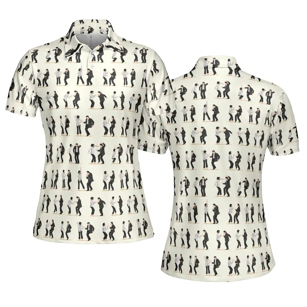 Mia Wallace and Vincent Vega Dance Pulp Fiction AOP Men/Women Polo Shirt - 5