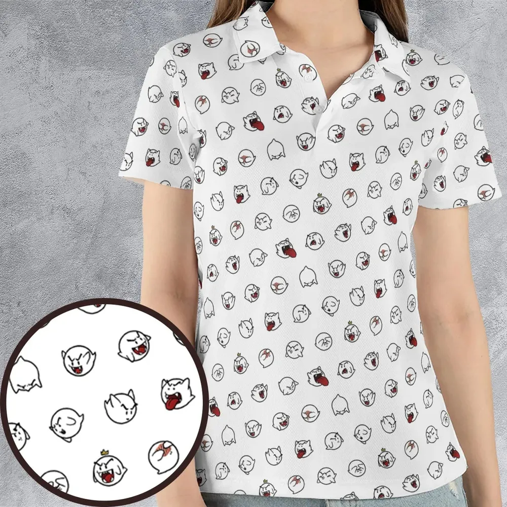 Super Mario Boo Pattern AOP Men/Women Polo Shirt - 4