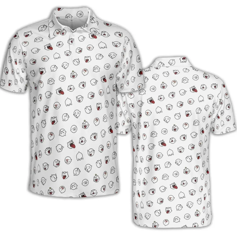 Super Mario Boo Pattern AOP Men/Women Polo Shirt - 2