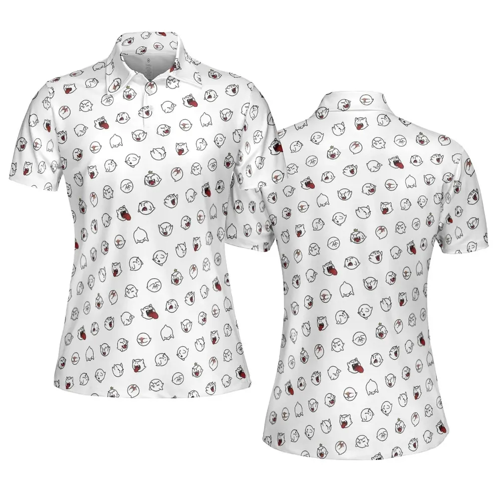 Super Mario Boo Pattern AOP Men/Women Polo Shirt - 5