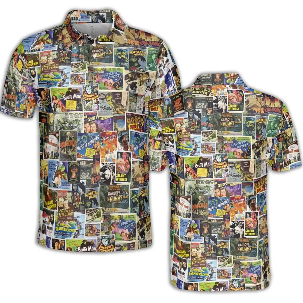 Vintage Horror Movies AOP Men/Women Polo Shirt - 2