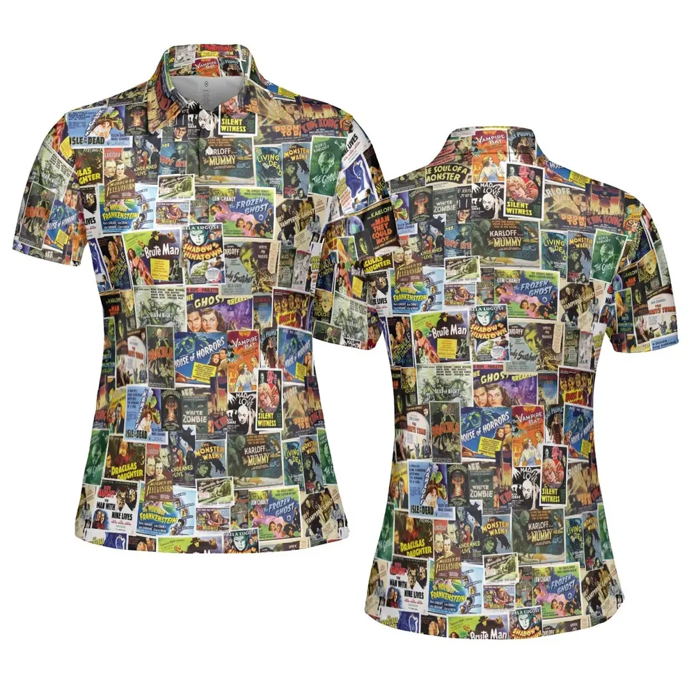 Vintage Horror Movies AOP Men/Women Polo Shirt - 5