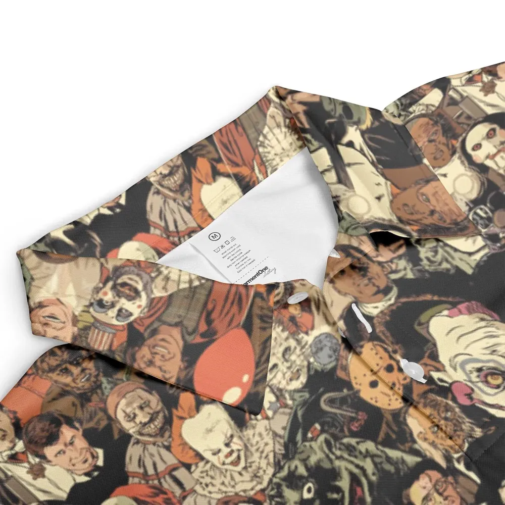 Horror Movie Characters Halloween Pattern AOP Men/Women Polo Shirt - 3
