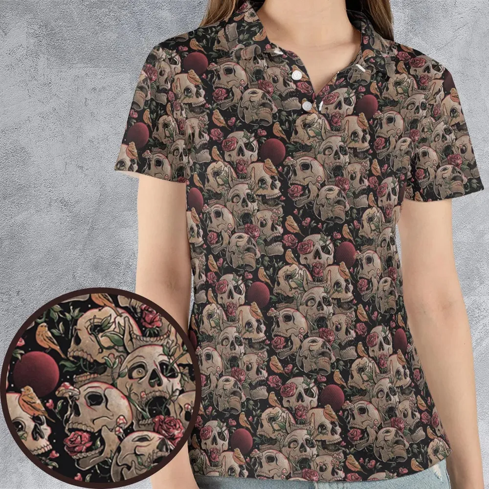 Life Grows Through Death Skull AOP Men/Women Polo Shirt - 4