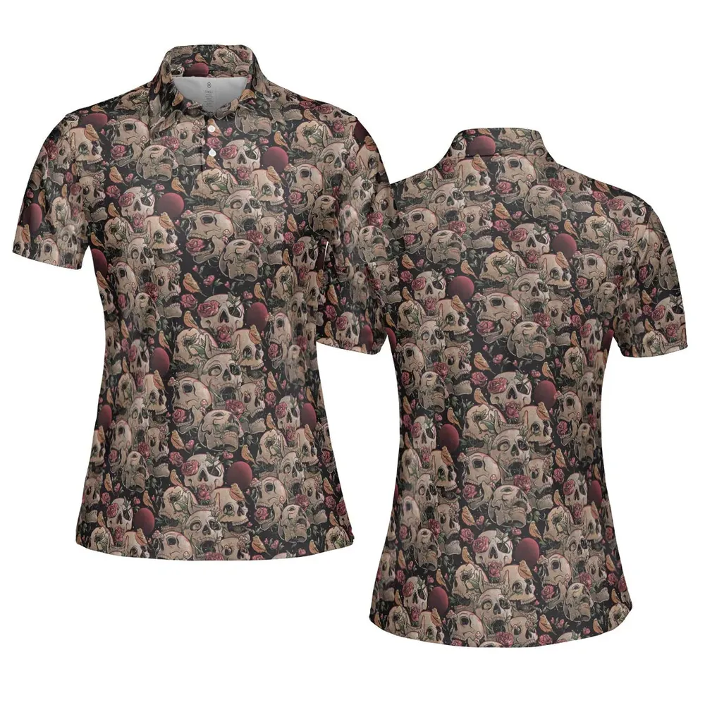 Life Grows Through Death Skull AOP Men/Women Polo Shirt - 5